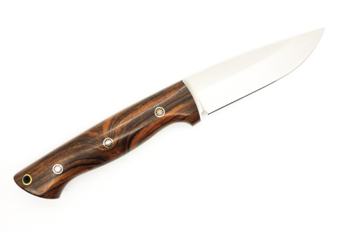 Lishen Knives - Dakota - 3.75" AEB-L Saber Grind Fixed Blade W/ Desert Ironwood W/ Mosaic Pins Handle