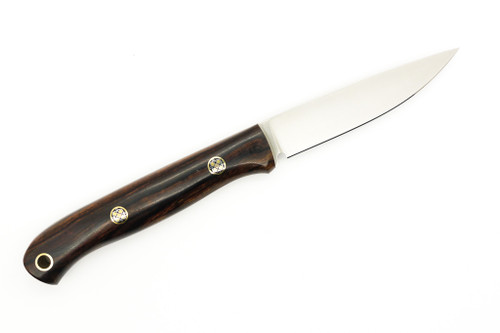 Lishen Knives - Little Fowl - 2.8" AEB-L Flat Grind Fixed Blade W/ Desert Ironwood W/ Mosaic Pins Handle