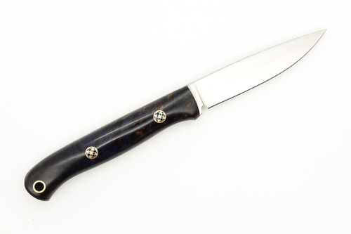 Lishen Knives - Little Fowl - 2.8" AEB-L Flat Grind Fixed Blade W/ Purple Maple Burl W/ Mosaic Pins Handle
