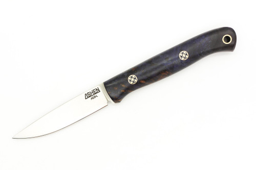 Lishen Knives - Little Fowl - 2.8" AEB-L Flat Grind Fixed Blade W/ Purple Maple Burl W/ Mosaic Pins Handle