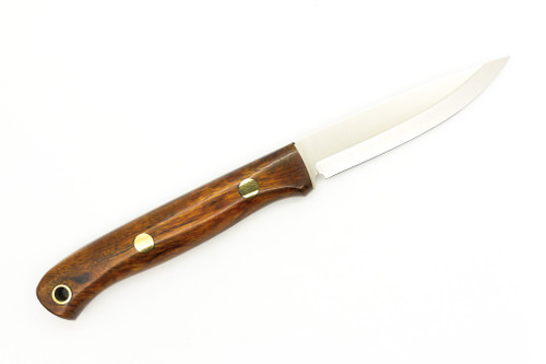 Lishen Knives - Little Fowl - 2.8" AEB-L Scandi Grind Fixed Blade W/ Desert Ironwood W/ Brass Pins Handle