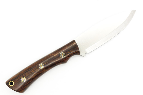 Lishen Knives - Little Canuck - 3.25" AEB-L Scandi Grind Fixed Blade W/ Desert Ironwood W/ Mosaic Pins Handle - 1