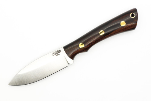 Lishen Knives - Little Canuck - 3.25" AEB-L Saber Grind Fixed Blade W/ Desert Ironwood W/ Brass Pins Handle