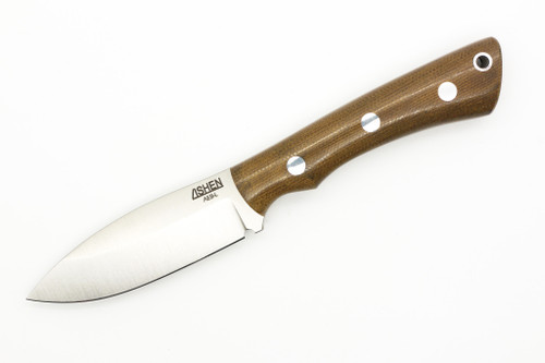 Lishen Knives - Little Canuck - 3.25" AEB-L Saber Grind Fixed Blade W/ Natural Canvas Micarta W/ Aluminum Pins Handle