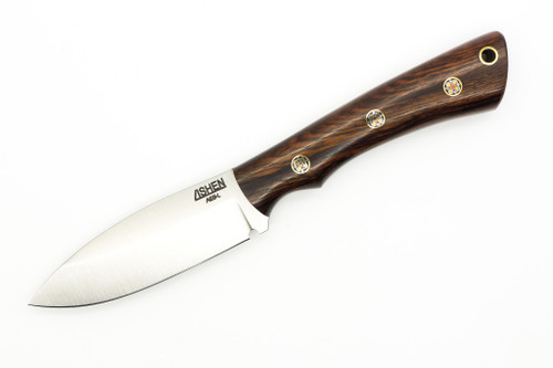 Lishen Knives - Little Canuck - 3.25" AEB-L Saber Grind Fixed Blade W/ Desert Ironwood W/ Mosaic Pins Handle
