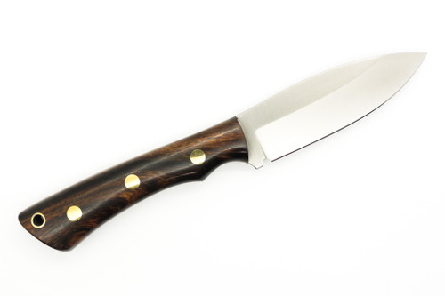 Lishen Knives - Little Canuck - 3.25" AEB-L Saber Grind Fixed Blade W/ Desert Ironwood W/ Brass Pins Handle - 2