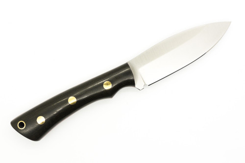Lishen Knives - Little Canuck - 3.25" AEB-L Saber Grind Fixed Blade W/ Ranger Green Canvas Micarta W/ Red Liners & Brass Pins Handle