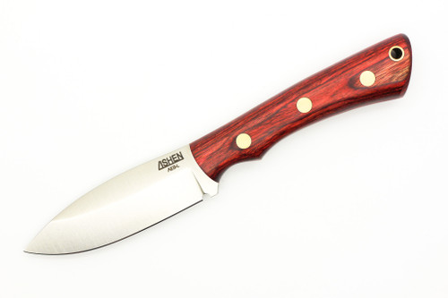 Lishen Knives - Little Canuck - 3.25" AEB-L Saber Grind Fixed Blade W/ Rosewood Dymalux W/ Brass Pins Handle