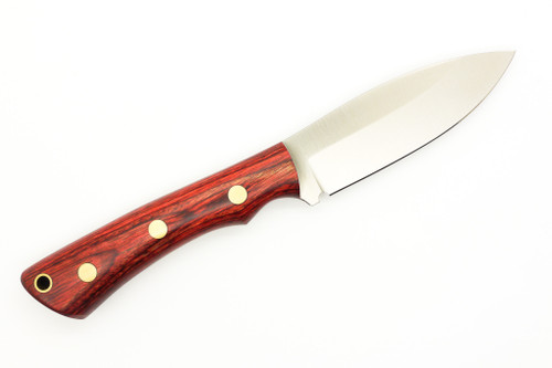 Lishen Knives - Little Canuck - 3.25" AEB-L Saber Grind Fixed Blade W/ Rosewood Dymalux W/ Brass Pins Handle
