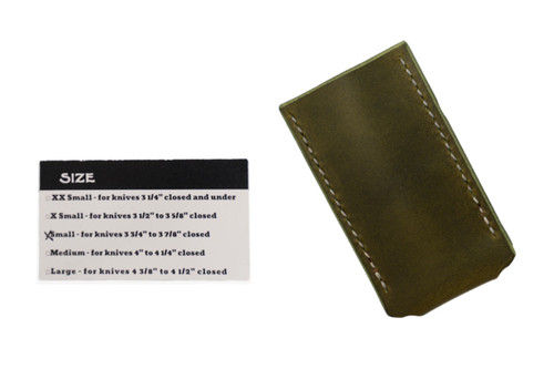 Sage Grouse Leather Pocket Knife Slip Olive, Small