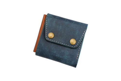 Sage Grouse Leather Cutlery's Wallet, Sapphire Pueblo/Whiskey Hatch