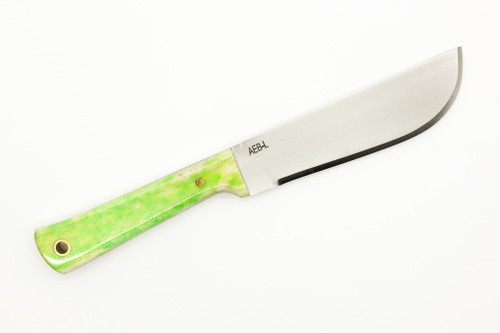 Woods Monkey - Widdle Chete by L.T. Wright - AEB-L Steel - Convex Machete Grind - Satin Finish - Green Bone Handle - 3