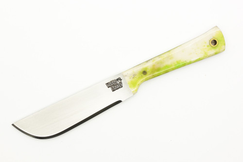 Woods Monkey - Widdle Chete by L.T. Wright - AEB-L Steel - Convex Machete Grind - Satin Finish - Green Bone Handle - 4