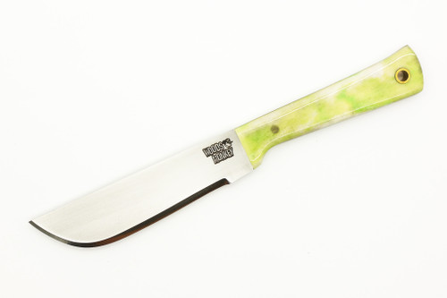 Woods Monkey - Widdle Chete by L.T. Wright - AEB-L Steel - Convex Machete Grind - Satin Finish - Green Bone Handle - 5