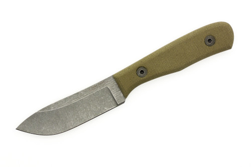 Very Good Knife Company - Tradition Jr. - 3.5" AEB-L Fixed Blade W/ Green Canvas Micarta W/ Orange Liners Handle