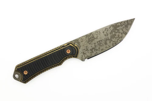 Ice Age Blades - Mammoth Hunter - 4" Acid Etched 52100 Steel Fixed Knife W/ Textured Black & Tan Richlite Paper Micarta Handle Ice Age Blades - Mammoth Hunter - 4" Acid Etched 52100 Steel Fixed Knife W/ Textured Black & Tan Richlite Paper Micarta Handle