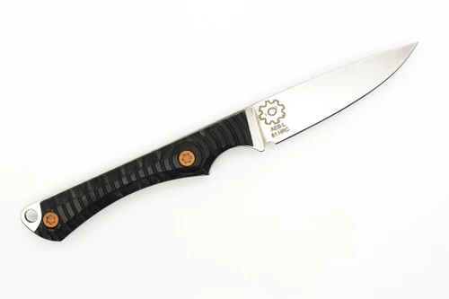 Ice Age Blades - Slim Scout - 3" AEB-L Steel Fixed Knife W/ Black Micarta W/ Bronze Cerakoted Bolts Handle Ice Age Blades - Slim Scout - 3" AEB-L Steel Fixed Knife W/ Black Micarta W/ Bronze Cerakoted Bolts Handle