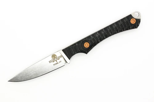 Ice Age Blades - Slim Scout - 3" AEB-L Steel Fixed Knife W/ Black Micarta W/ Bronze Cerakoted Bolts Handle 