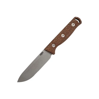 Hellbender Blade Co. - Mud Pup 4 - 3.75" Stonewash Magnacut Steel Fixed Blade W/ Burlap Micarta Handle, Leather Sheath