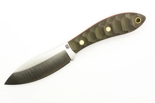 LT Wright Knives Large Northern Hunter - AEB-L Steel - High Saber Grind - Green Canvas Micarta W/ Orange G-10 Liners - Mountain Finish