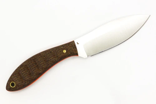 LT Wright Knives Small Northern Hunter - AEB-L Steel - High Saber Grind - Brown Burlap Handles W/ Orange G-10 Liners W/ Mountain Finish