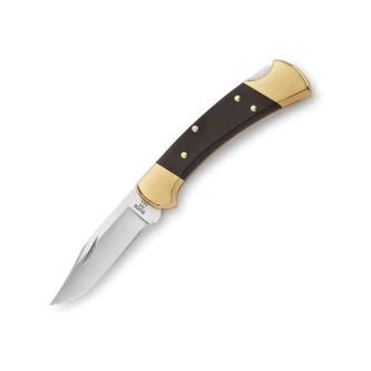 Buck Knives: 112 Ranger Finger Groove - 420HC - Ebony Wood - Brass Bolsters