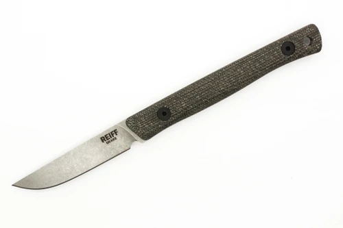 Reiff Knives - Drake - Fixed Blade - MagnaCut, Flat Full Grind, Stonewash, Green Canvas Micarta, Black Kydex Sheath, Ambi