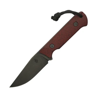 JP Bladesmithing - Warden - 3.6" AEB-L Fixed Blade W/ Dark Red GripX & Black Leather Sheath