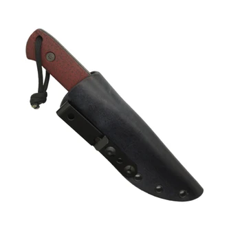 JP Bladesmithing - Warden - 3.6" AEB-L Fixed Blade W/ Dark Red GripX & Black Leather Sheath