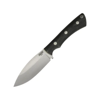 Lishen Knives - Canuck - Matte Black Canvas Micarta - Satin AEB-L - Aluminum Pins