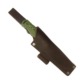 Hellbender Blade Co Mudpup 5 Gen 2 Lime/Black G10, Stonewash Magnacut - Leather Sheath