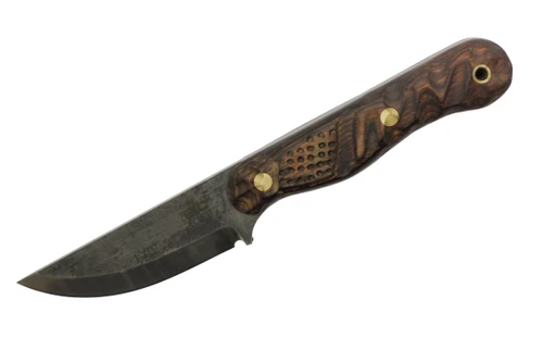 Bone River Co. - All Terrain - TKC Exclusive Scandi Grind - 3.25" 80CRV2 Steel W/ Textured Walnut Dymalux Handle & Leather Sheath