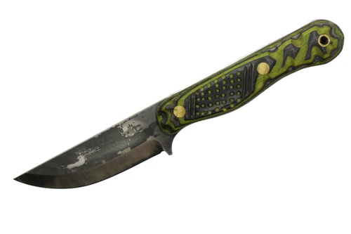 Bone River Co. - All Terrain - TKC Exclusive Scandi Grind - 3.25" 80CRV2 Steel W/ Textured Green Hornet Dymalux Handle & Leather Sheath