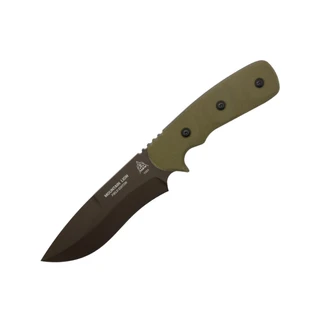 TOPS Knives - Field Edition Mountain Lion - MTLN-02 - Brown Traction Coated Blade W/ Green Canvas Micarta W/ Black Liners Handles