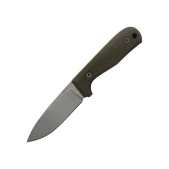 Very Good Knife Company - Rogue - 4" AEB-L Fixed Blade W/ Double Green Canvas Micarta Handle