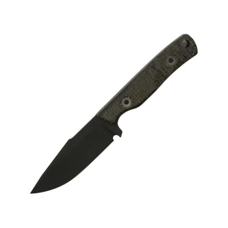 Snakebit Knives - Doohickey - Black Cerakote S35VN Fixed Blade W/ Black Burlap Micarta
