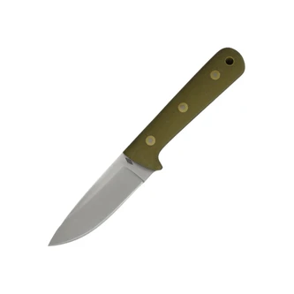 Battle Horse Knives -Woodsman Pro - 01 Steel Saber Ground Fixed Blade - Green Micarta w/ Black Liners