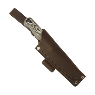 Hellbender Blade Co Mudpup 5 Gen 2, Tri Color G10, Stonewash Magnacut, Leather Sheath