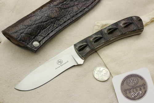 Arno Bernard Knives - Grazer Series - Custom Kudu Fixed Blade Knife w/ Crocodile Leather Handle - 4