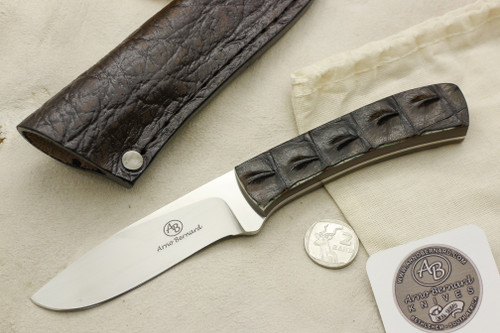 Arno Bernard Knives - Grazer Series - Custom Kudu Fixed Blade Knife w/ Crocodile Leather Handle - 5