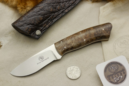 Arno Bernard Knives - Scavenger Series - Custom Wolverine Fixed Blade Knife w/ Maple Burl Handle - 1