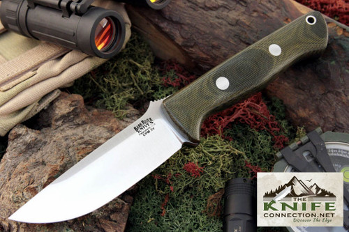 Bark River Knives - Bravo-1 LT - CPM 3V Steel - Green Canvas Micarta Handle