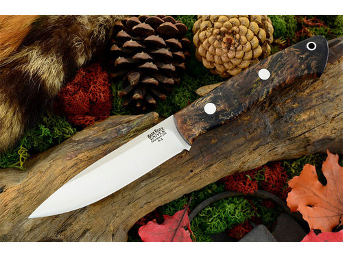 Bark River Knives: Aurora, A2 Steel, Fixed Blade Knife w/ Black & Gold Maple Burl Handle
