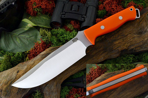 Bark River Knives: Bravo Survivor Fixed Blade Knife w/ Blaze Orange G10 Handle & Black Liners