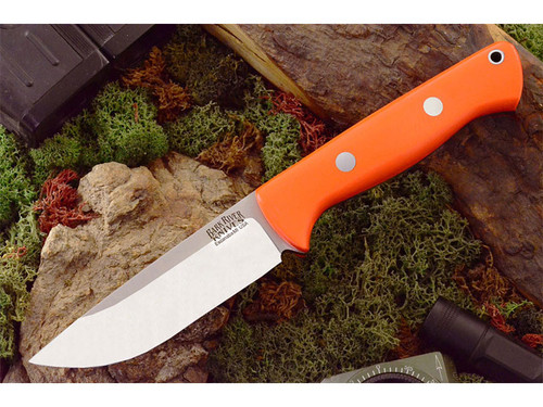 Bark River Knives: Bravo-1 (Rampless Smooth Spine) Fixed Blade Knife w/ Blaze Orange G10 Handle