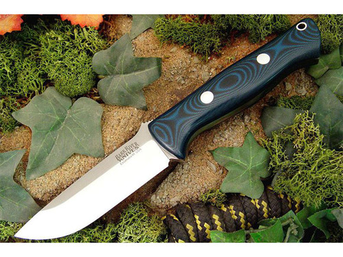 Bark River Knives: Bravo-1 CPM 3V Steel Fixed Blade Knife w/ Blue & Black G10 Handle