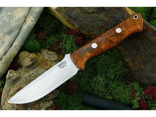 Bark River Knives: Bravo-1 CPM 3V Steel Fixed Blade Knife w/ Natural Maple Burl Handle
