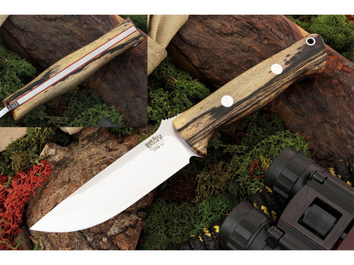 Bark River Knives: Bravo-1 LT CPM 3V Steel Fixed Blade Knife w/ Black & White Ebony Handle & Red Liners