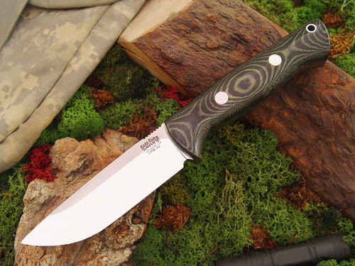 Bark River Knives: Bravo-1 Rampless Field Knife CPM 3V Steel Fixed Blade Knife w/ Green & Black Linen Micarta Handle