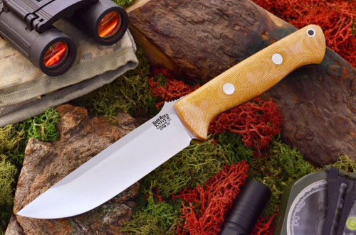 Bark River Knives: Bravo-1.25 CPM 3V Steel, Fixed Blade Knife w/ Natural Canvas Micarta Handle - Matte Finish